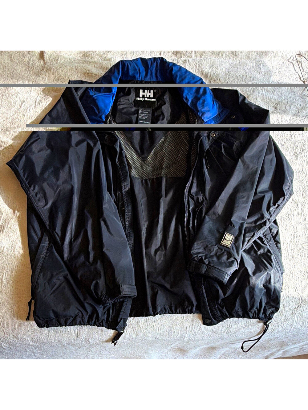 Helly Hansen Men's Waterproof Breathable Lined Windbreaker Jacket L Black Blue